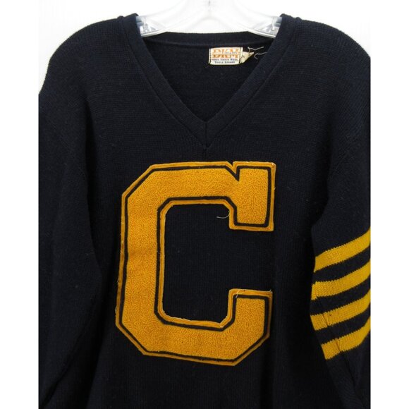 VINTAGE Detroit Knitting Sweater Wool Varsity Letterman Cheerleader School 50s - Picture 2 of 11